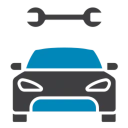 Stilisiertes Icon eines Druckers in Blau und Grau zur Darstellung von Druckfunktionen.